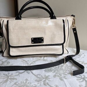Kate Spade Handbag , beige with black trim and silver hardware .Kate Spade